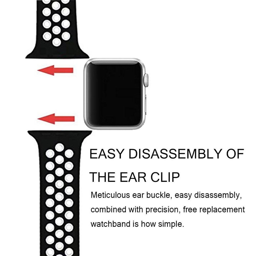 Breathable Hollow Holes Silicone Watch Strap for Apple Watch Series 4 40mm / Series 3 2 1 38mm - White-4
