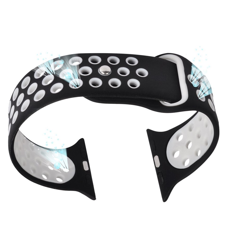 Breathable Hollow Holes Silicone Watch Strap for Apple Watch Series 4 40mm / Series 3 2 1 38mm - White-5