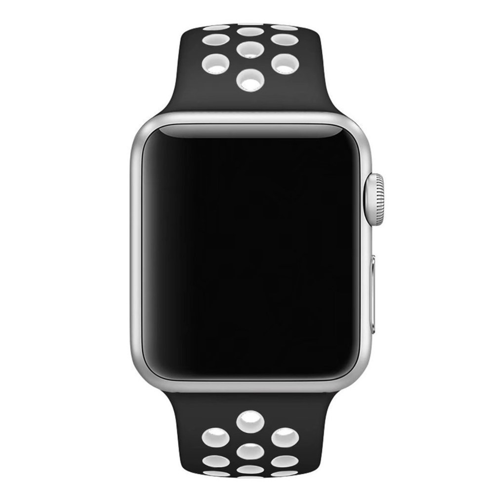 Breathable Hollow Holes Silicone Watch Strap for Apple Watch Series 4 40mm / Series 3 2 1 38mm - White-9