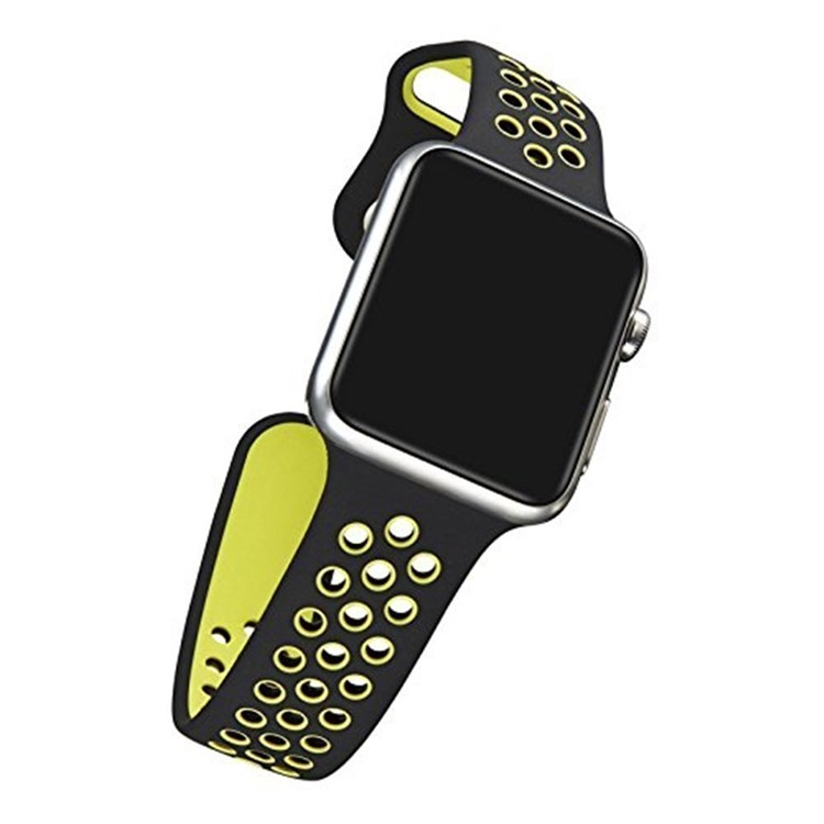 Breathable Hollow Holes Silicone Watchband for Apple Watch Series 4 40mm / Series 3 2 1 38mm - Green-3