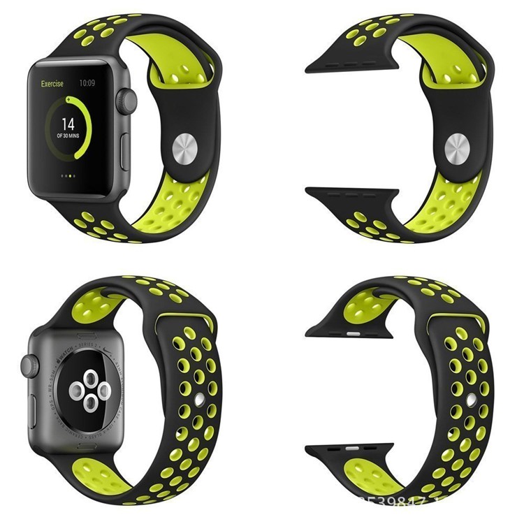 Breathable Hollow Holes Silicone Watchband for Apple Watch Series 4 40mm / Series 3 2 1 38mm - Green-6