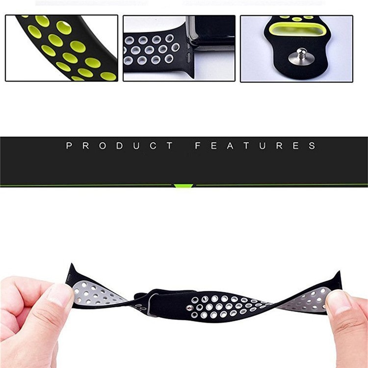 Breathable Hollow Holes Silicone Watchband for Apple Watch Series 4 40mm / Series 3 2 1 38mm - Green-7