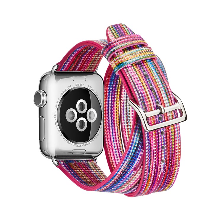 Doppel-Tour Lederarmband Ersatz Für Apple Watch-Serie 3/2/1 42mm - Mehrfarbig-2