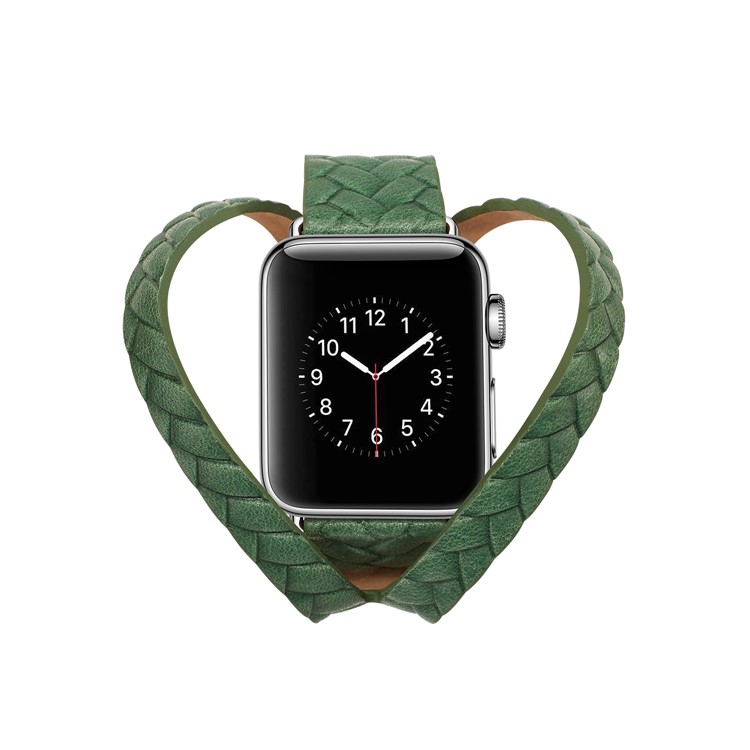 Woven Texture Double Tour Leather Watch Band Replacement for Apple Watch Series 4 40mm, Series 3 / 2 / 1 38mm - Green-3