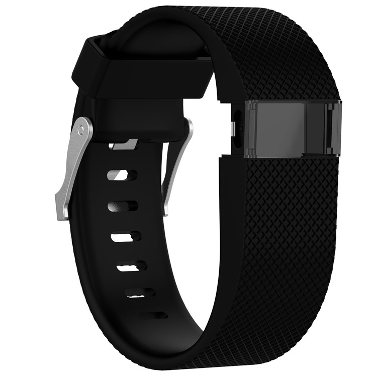 For Fitbit Charge HR Flexible Silicone Wrist Watch Band Strap - Black / Size: L-2