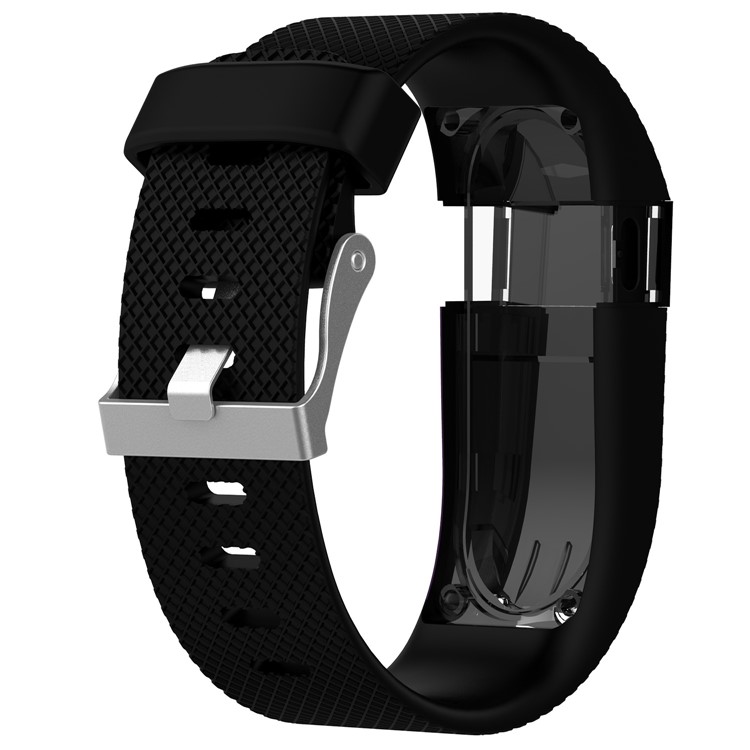 For Fitbit Charge HR Flexible Silicone Wrist Watch Band Strap - Black / Size: L-3
