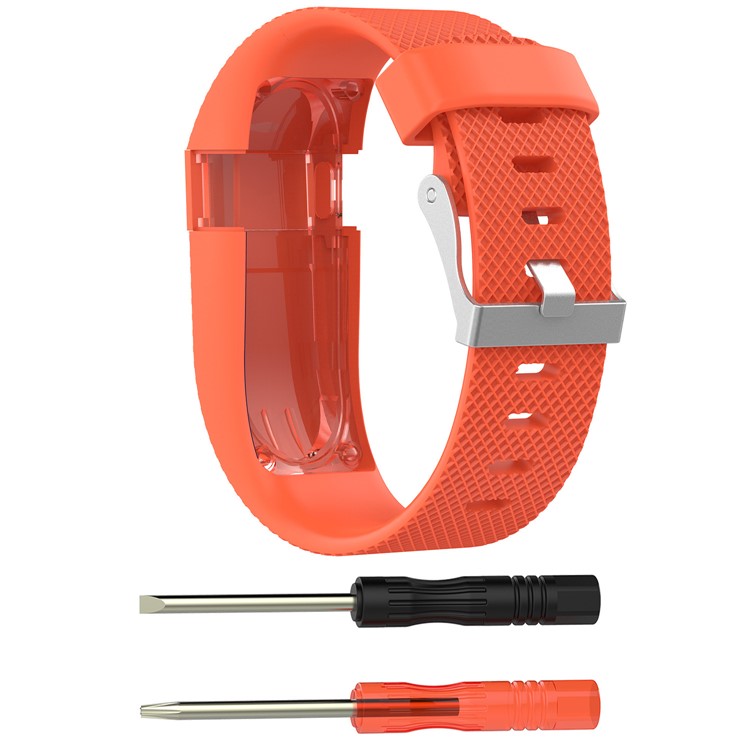 Soft Silicone Wrist Watch Band with Installation Tools for Fitbit Charge HR - Orange / Size: L-1