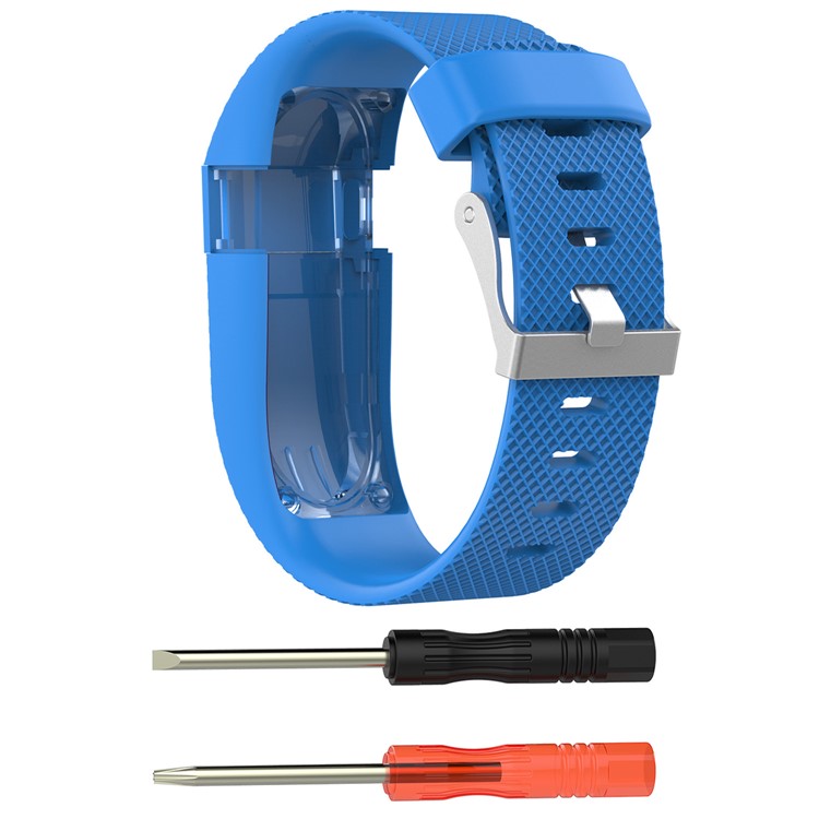 Silicone Wrist Watch Strap with Installation Tools for Fitbit Charge HR - Baby Blue / Size: L-1