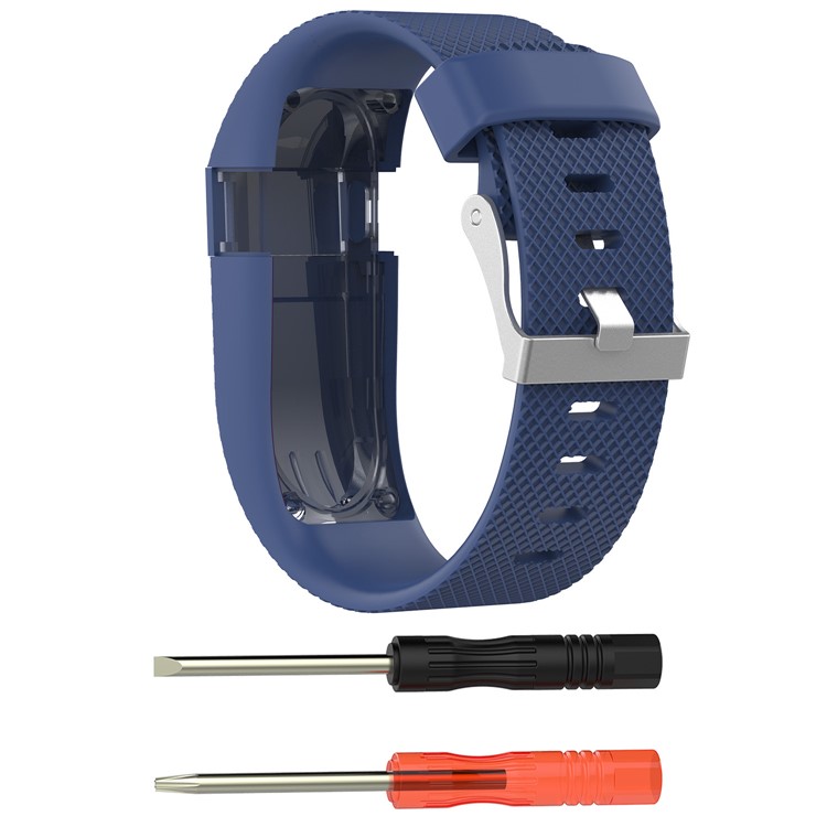 For Fitbit Charge HR Soft Silicone Wrist Watch Band Strap Replacement - Dark Blue / Size: S-1