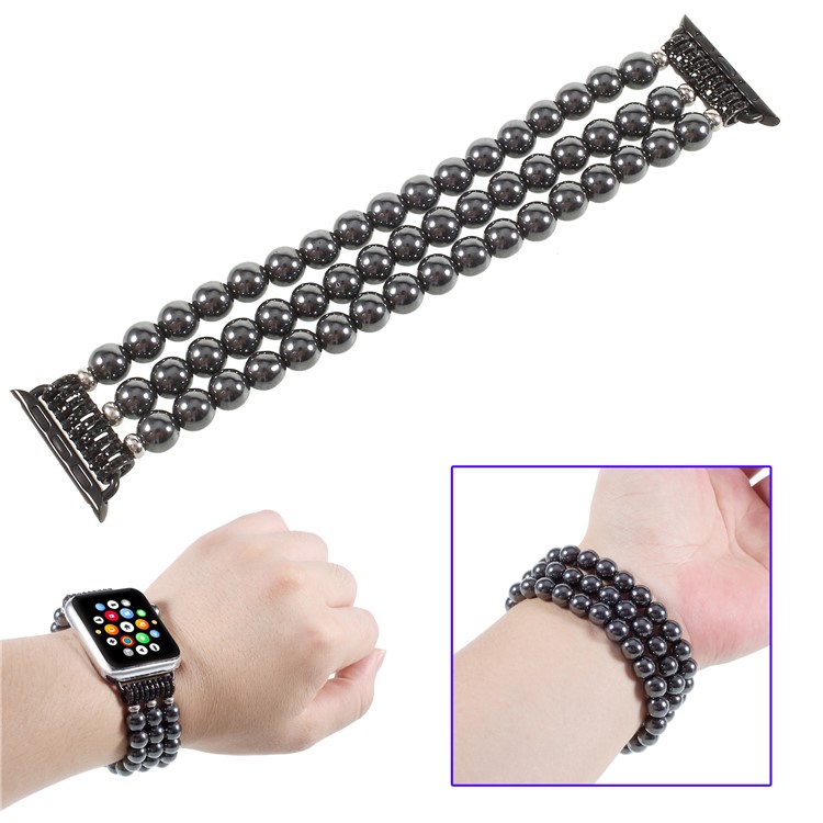 XINCUCO Luxus Hämatit Dekor Elastische Stretch Armband Armband Für Apple Watch Serie 3/2/1 38mm-5