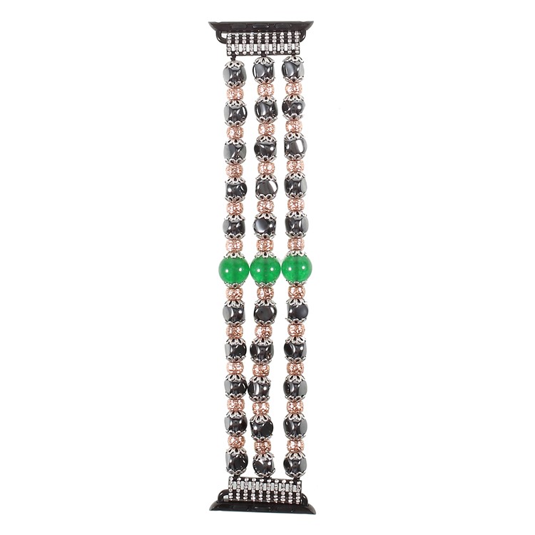XINCUCO Luxury Hematite Jade Beads Elastic Stretch Watch Strap Bracelet for Apple Watch Series 4 40mm / Series 3 / 2 / 1 38mm-2