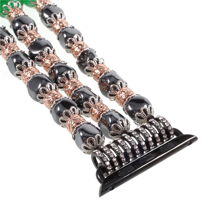 XINCUCO Luxury Hematite Jade Beads Elastic Stretch Watch Strap Bracelet for Apple Watch Series 4 40mm / Series 3 / 2 / 1 38mm-3