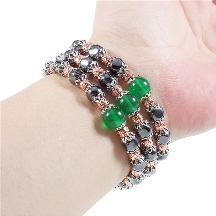 XINCUCO Luxury Hematite Jade Beads Elastic Stretch Watch Strap Bracelet for Apple Watch Series 4 40mm / Series 3 / 2 / 1 38mm-5