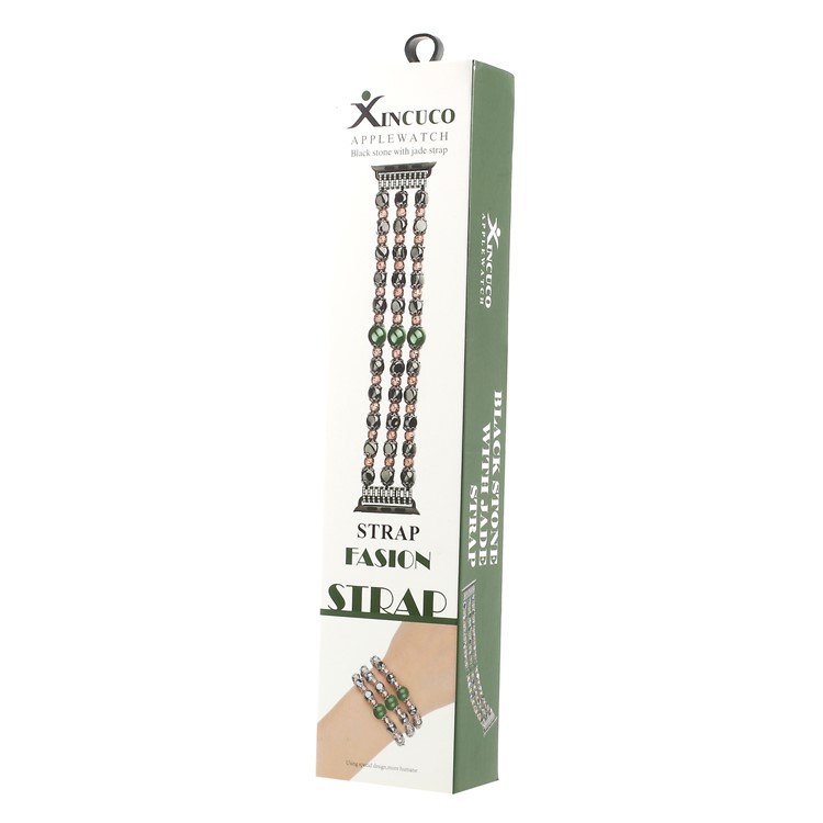 XINCUCO Luxury Hematite Jade Beads Elastic Stretch Watch Strap Bracelet for Apple Watch Series 4 40mm / Series 3 / 2 / 1 38mm-6