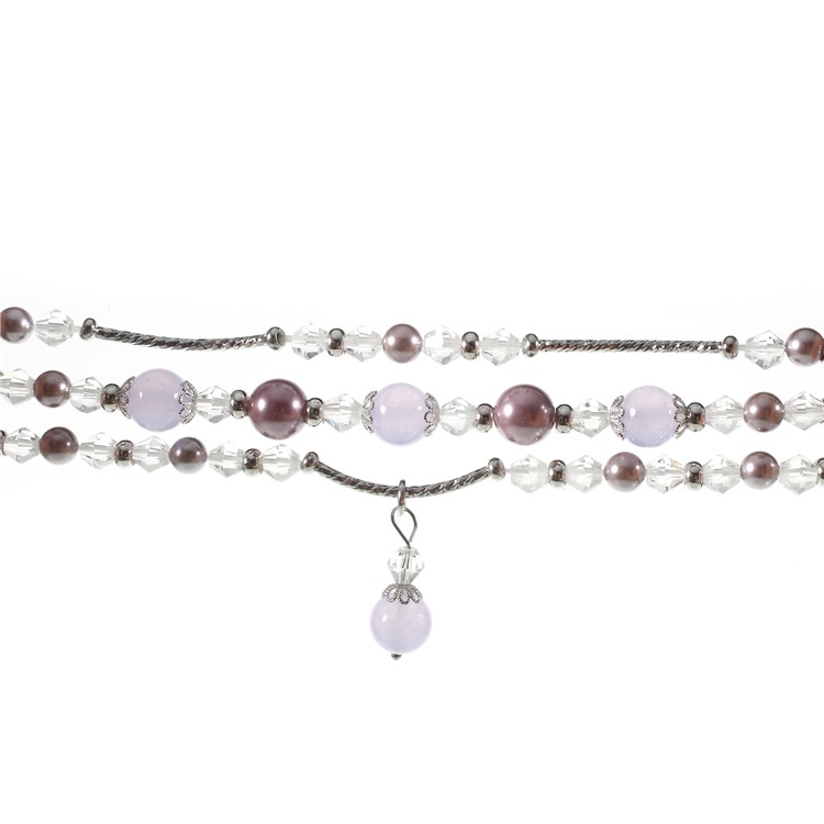 XINCUCO Elegant Pearl Agate Decor Watch Band Bracelet for Apple Watch Series 3/2/1 42mm - Purple-2