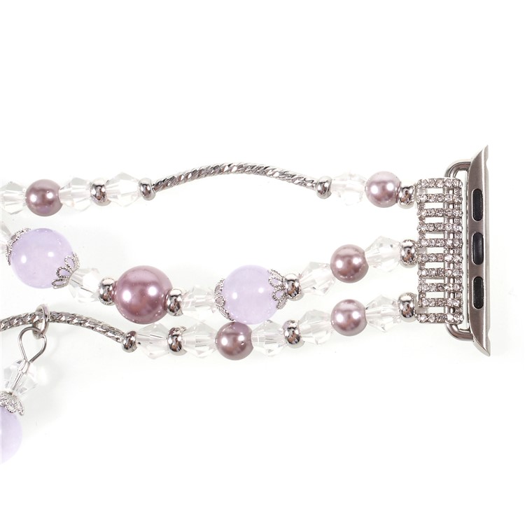 XINCUCO Elegant Pearl Agate Decor Watch Band Bracelet for Apple Watch Series 3/2/1 42mm - Purple-3
