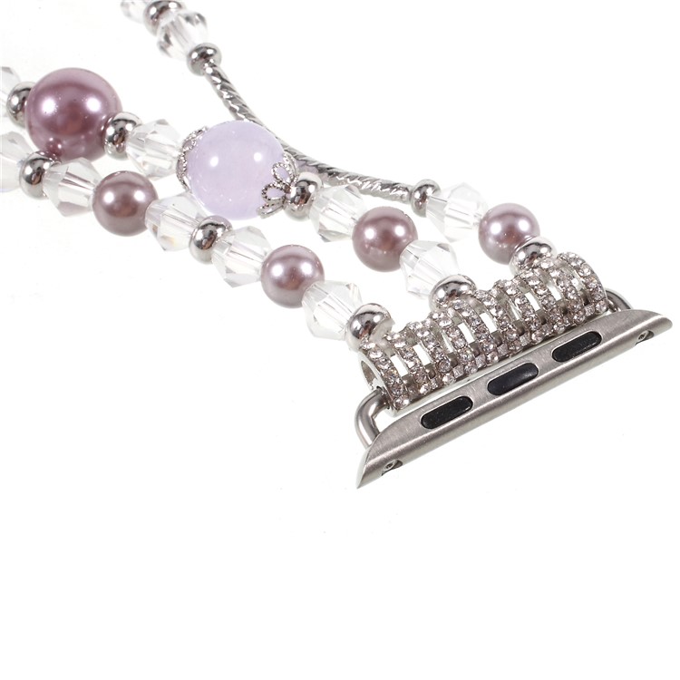 XINCUCO Elegant Pearl Agate Decor Watch Band Bracelet for Apple Watch Series 3/2/1 42mm - Purple-4