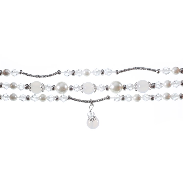XAGUCO Luxe Des Femmes Perle Agate Décor Bracelet Bracelet De Montre Pour Apple Watch Série 3/2/1 38mm - Blanc-2