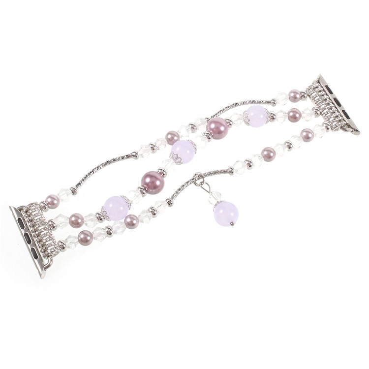 XINCUCO Elegante Perle Achat Dekor Uhrenarmband Ersatz Für Apple Watch Serie 3/2/1 38mm - Lila-1