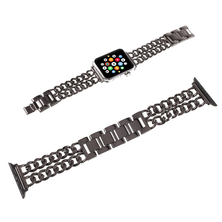 XINCUCO Luxury Metal Cowboy Chain Watch Strap for Apple Watch Series 3/2/1 38mm - Black-2