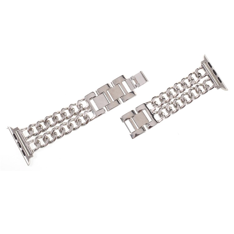 XINCUCO Luxury Metal Cowboy Chain Watchband for Apple Watch Series 4 40mm / Series 3 2 1 38mm - Silver Color-5
