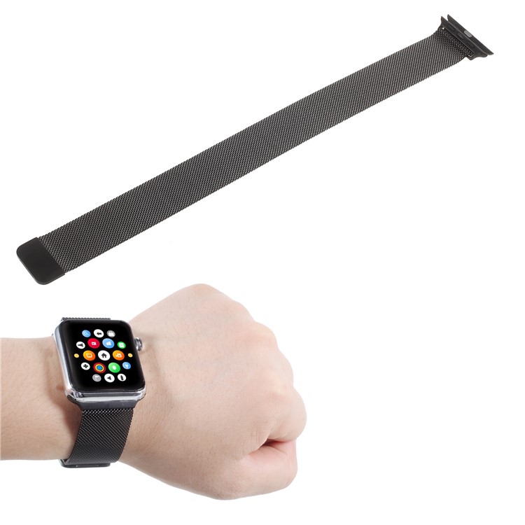 XINCUCO Magnetic Milanese Loop Metal Watch Strap for Apple Watch Series 4 44mm / Series 3 2 1 42mm - Black-3
