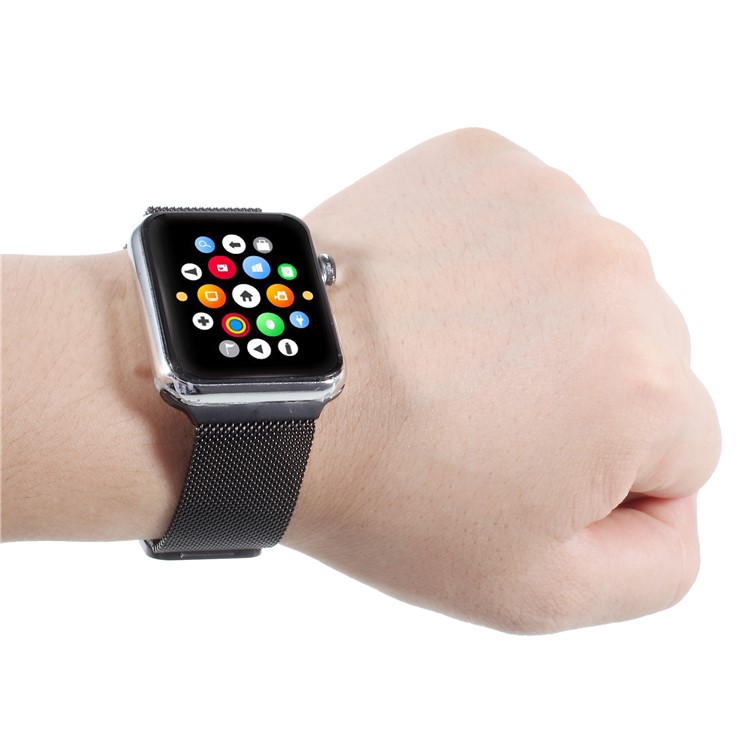 XINCUCO Magnetic Milanese Metal Wrist Watch Strap for Apple Watch Series 3/2/1 38mm - Black-8