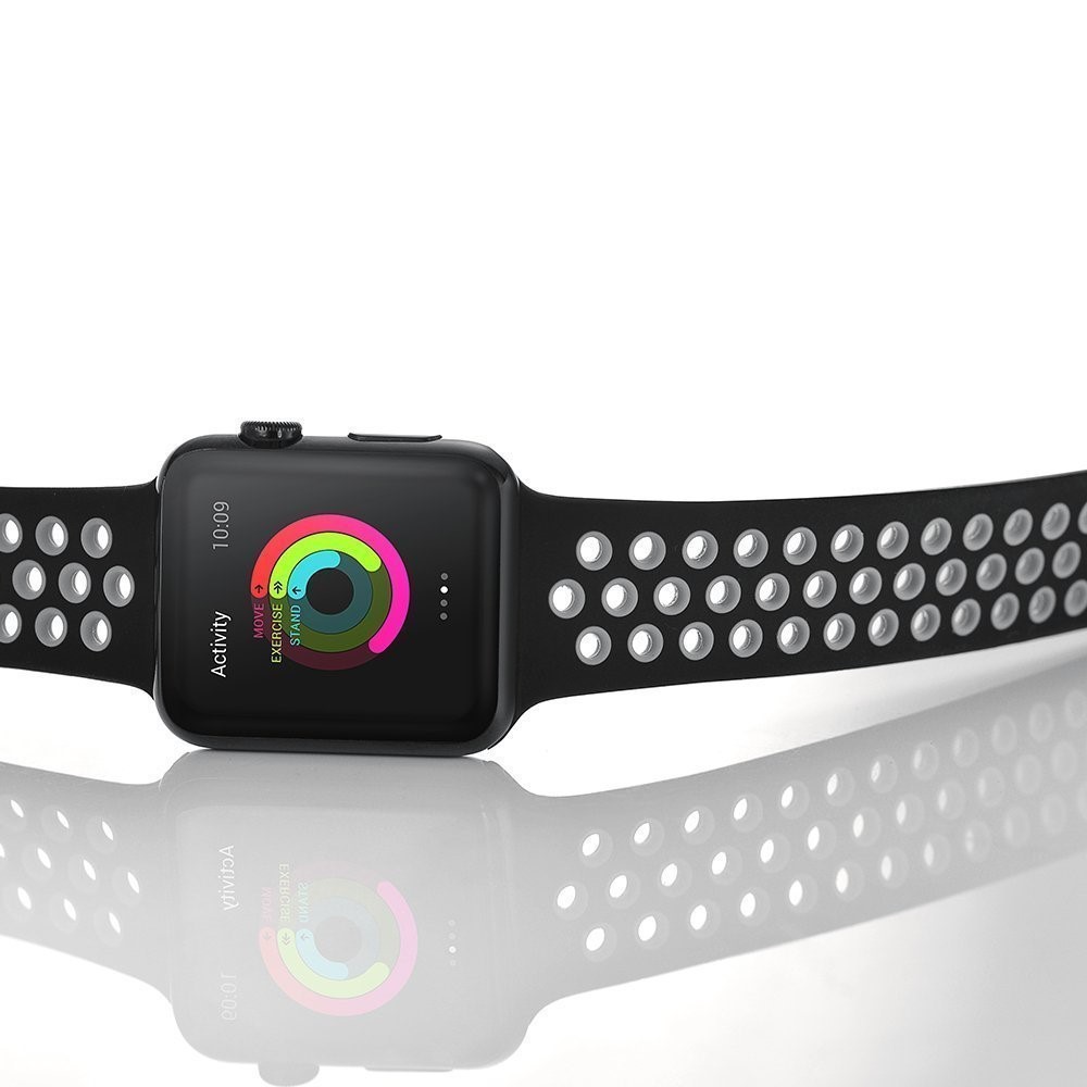 Atmungsaktive Hohllöcher Silikonarmband Für Apple Watch-Serie 3/2/1 42mm - Grau-3