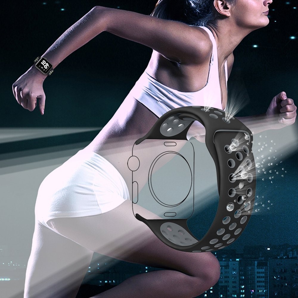 Atmungsaktive Hohllöcher Silikonarmband Für Apple Watch-Serie 3/2/1 42mm - Grau-5