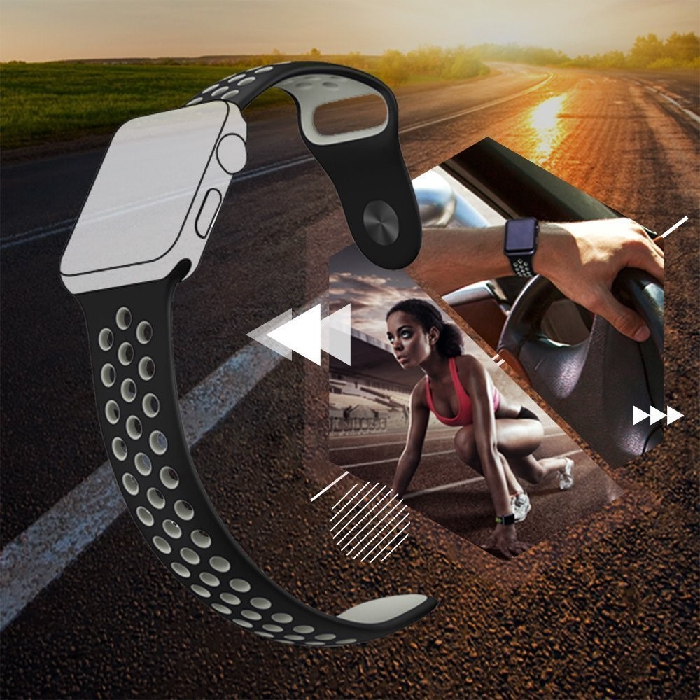 Atmungsaktive Hohllöcher Silikonarmband Für Apple Watch-Serie 3/2/1 42mm - Grau-6