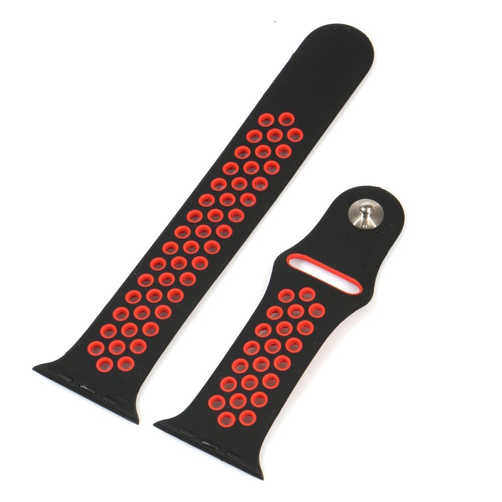 Breathable Hollow Holes Silicone Watch Band Replacement for Apple Watch Series 5 4 44mm, Series 3 / 2 / 1 42mm - Red-8