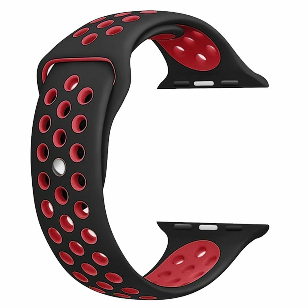 Breathable Hollow Holes Silicone Watch Band Replacement for Apple Watch Series 5 4 44mm, Series 3 / 2 / 1 42mm - Red-9