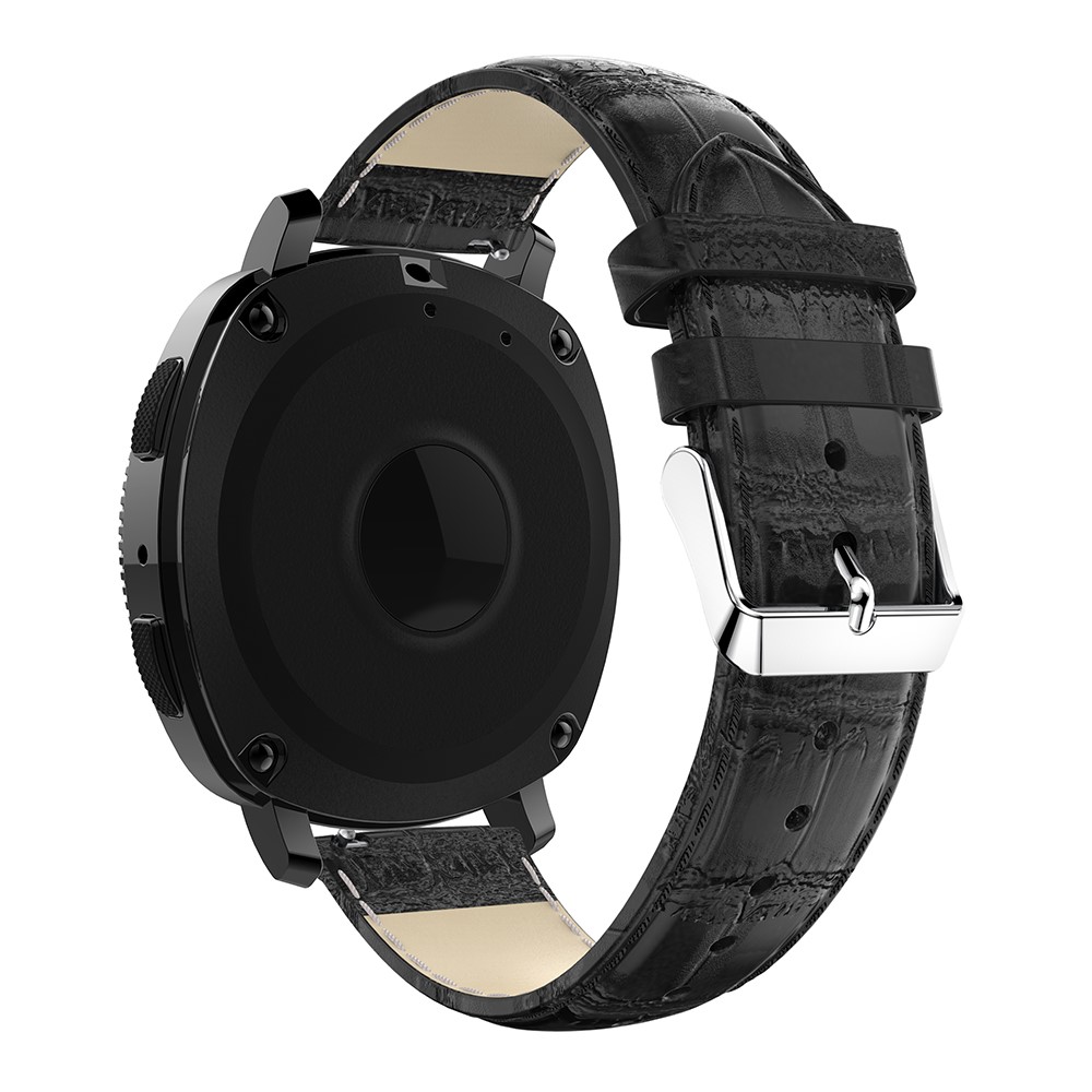 Banda de Reloj de Cuero Genuina de Textura de Cocodrilo de 20 mm Para Samsung Galaxy Gear Sport - Negro