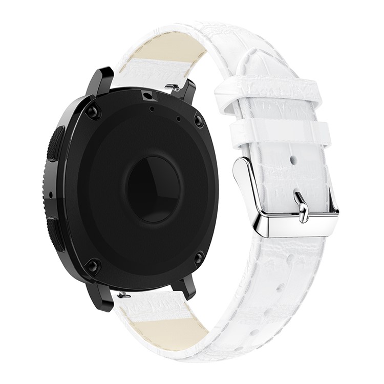 Crocodile Texture Genuine Leather Watch Strap for Samsung Galaxy Gear Sport - White-2