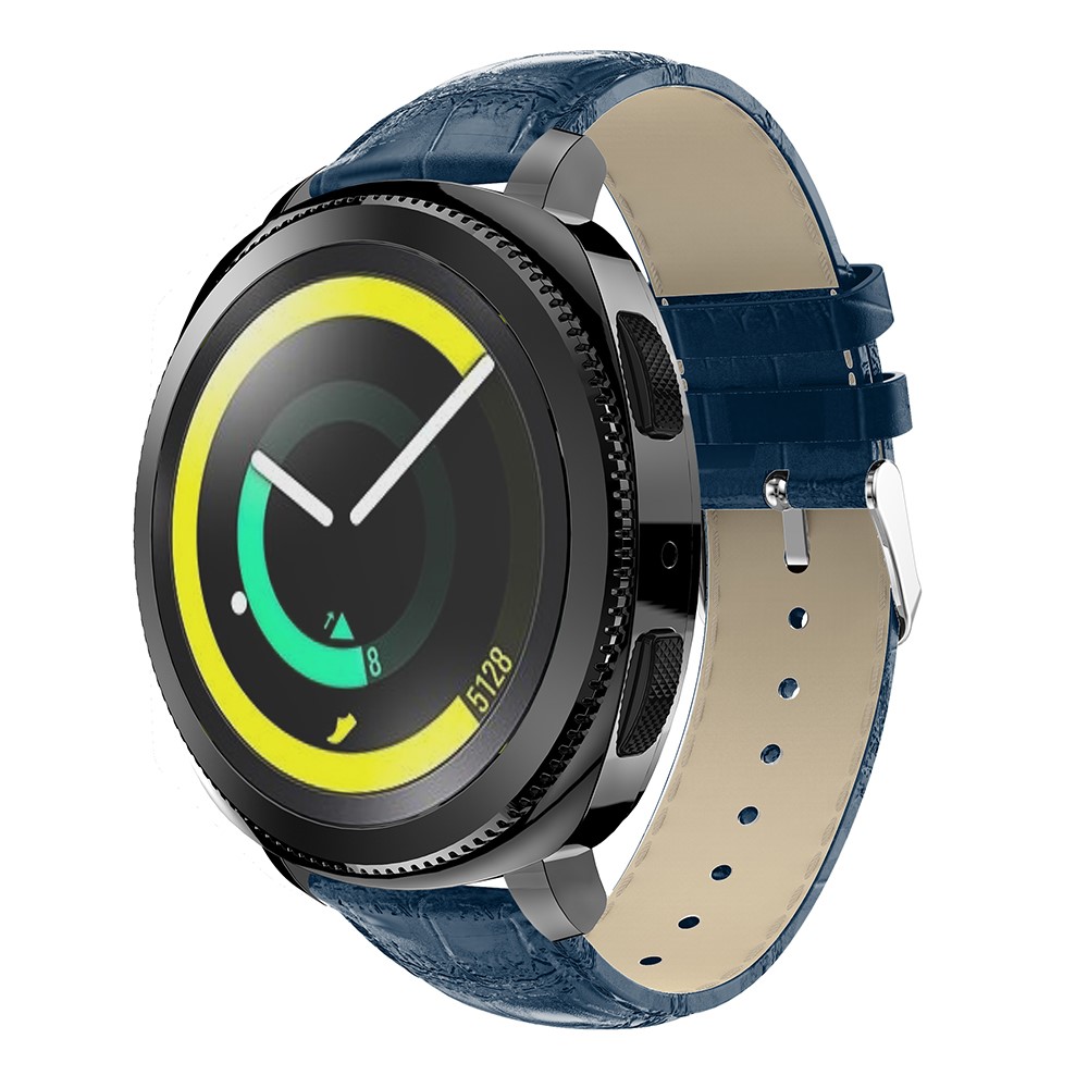 Crocodile Texture Genuine Leather Watch Replacement Band for Samsung Galaxy Gear Sport - Blue-3