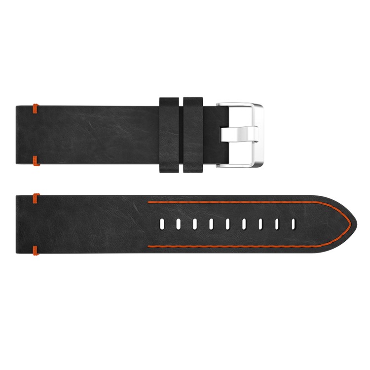 Stitching Genuine Leather Watch Band for Samsung Galaxy Gear Sport - Black / Red Stitching Line-4