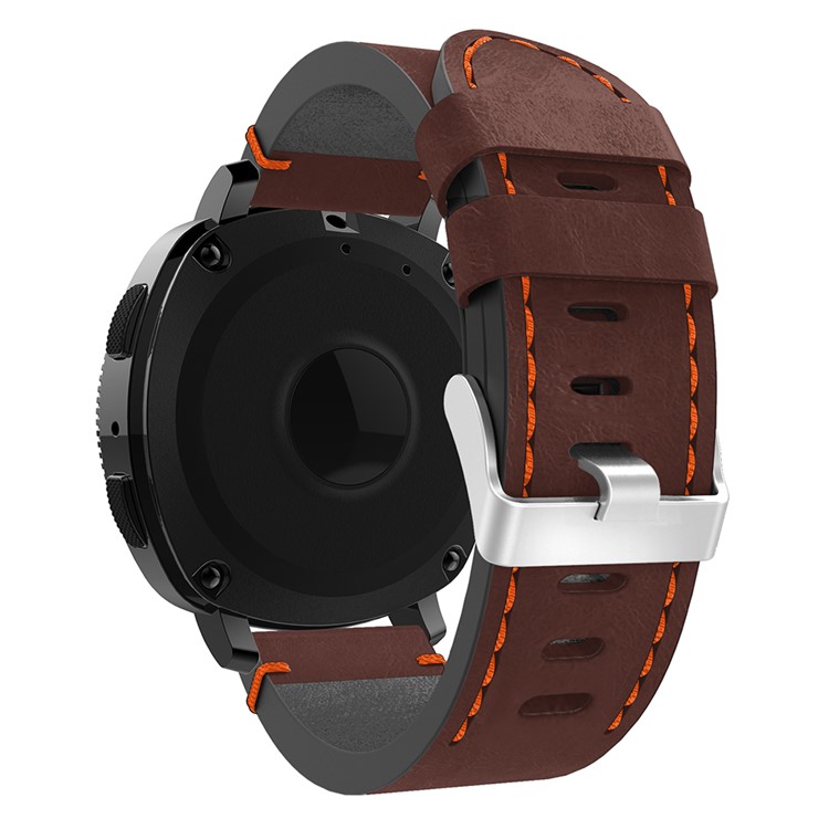 Nähen Echte Leder Uhr Ersatz Band Für Samsung Galaxy Gear Sport - Kaffee / Orangefarbene Naht-2