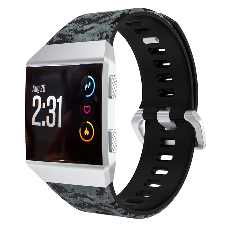 Soft Silicone Camouflage Watch Strap for Fitbit Ionic - Black / Camouflage-1