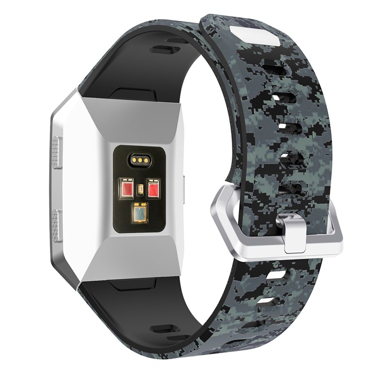 Soft Silicone Camouflage Watch Strap for Fitbit Ionic - Black / Camouflage-2