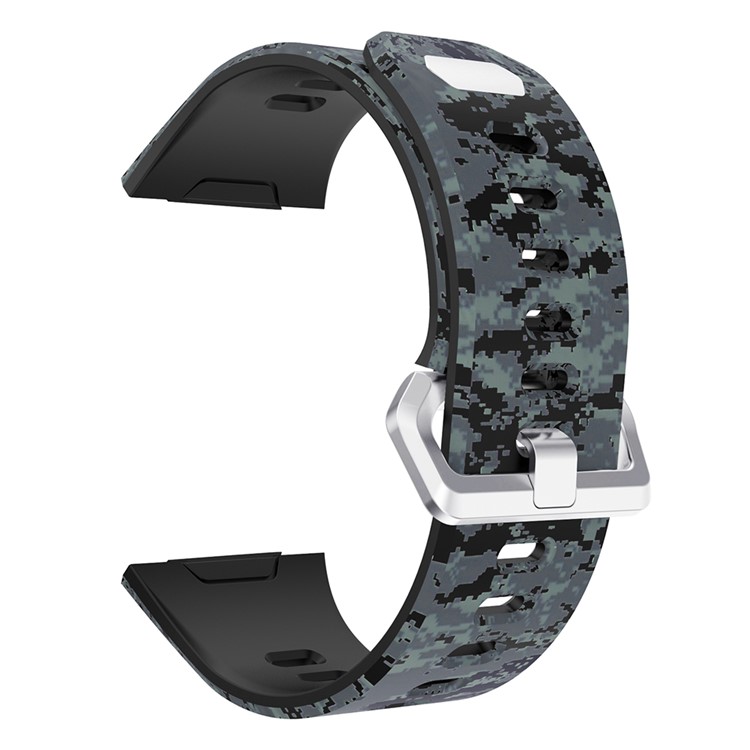 Soft Silicone Camouflage Watch Strap for Fitbit Ionic - Black / Camouflage-3