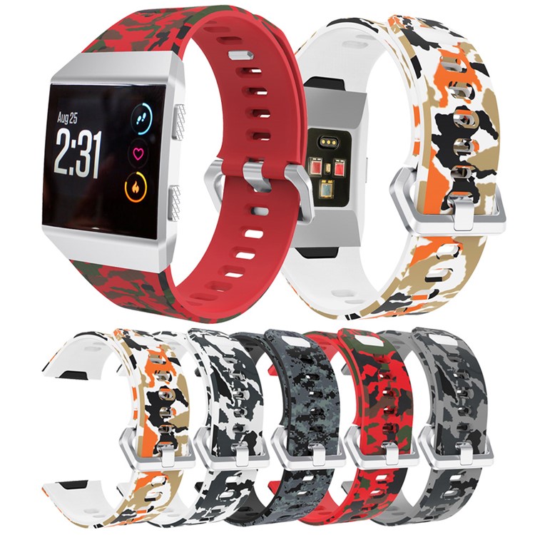 Soft Silicone Camouflage Watch Strap for Fitbit Ionic - Black / Camouflage-5