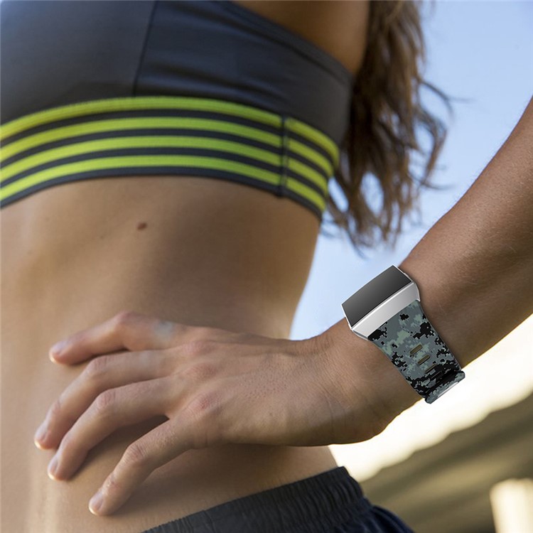 Soft Silicone Camouflage Watch Strap for Fitbit Ionic - Black / Camouflage-6