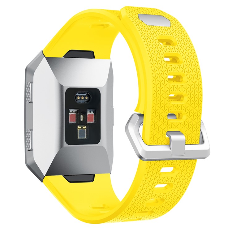 Herringbone Texture Soft Silicone Watch Wrist Band for Fitbit Ionic - Yellow-2
