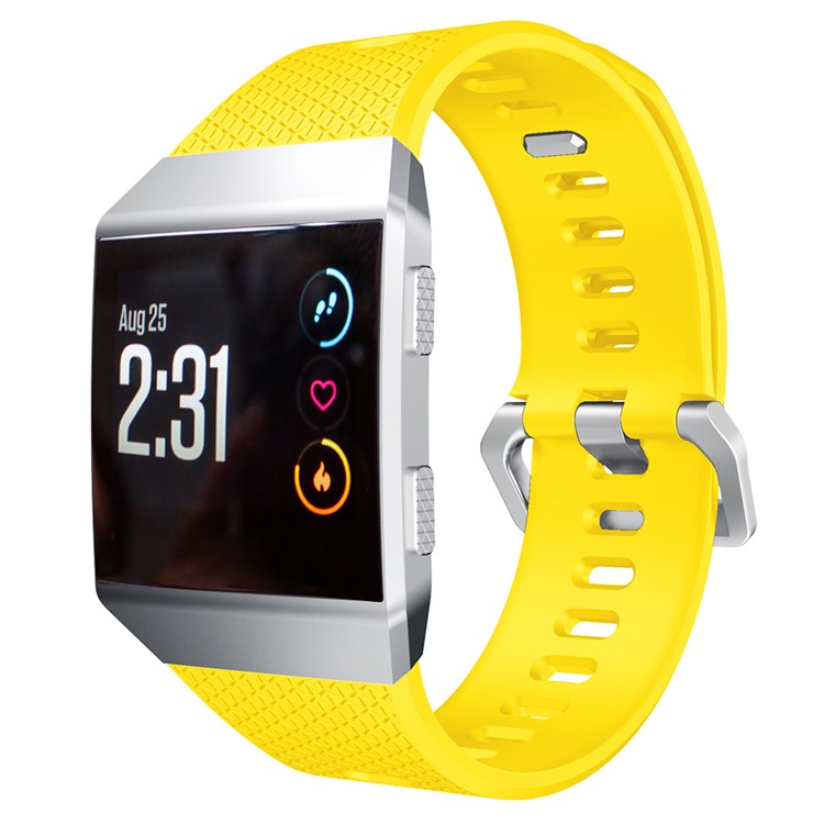Herringbone Texture Soft Silicone Watch Wrist Band for Fitbit Ionic - Yellow-3