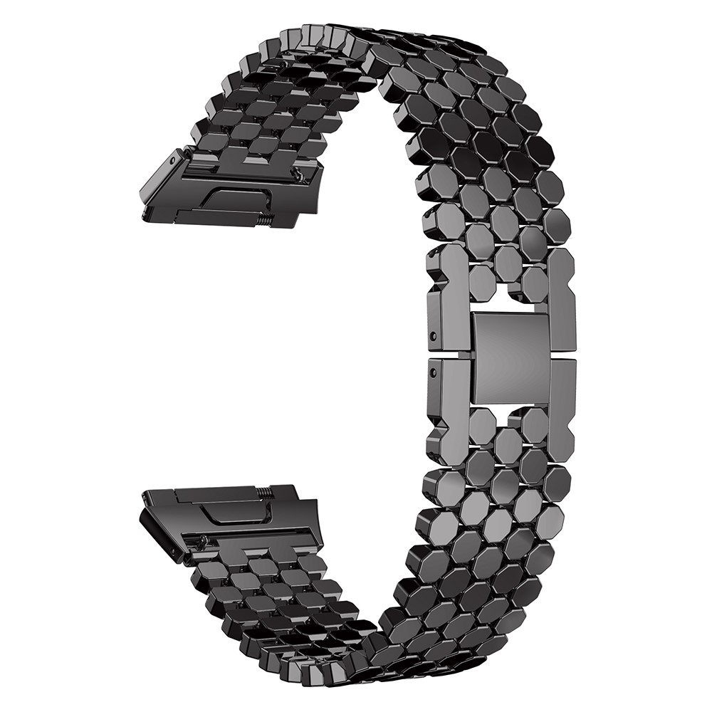 Stainless Steel Hexagon Mesh Watchband with Interlock Clasp for Fitbit Ionic - Black-3