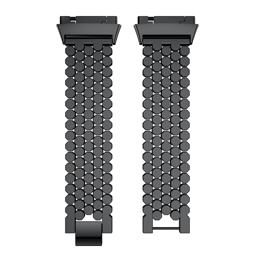 Stainless Steel Hexagon Mesh Watchband with Interlock Clasp for Fitbit Ionic - Black-4