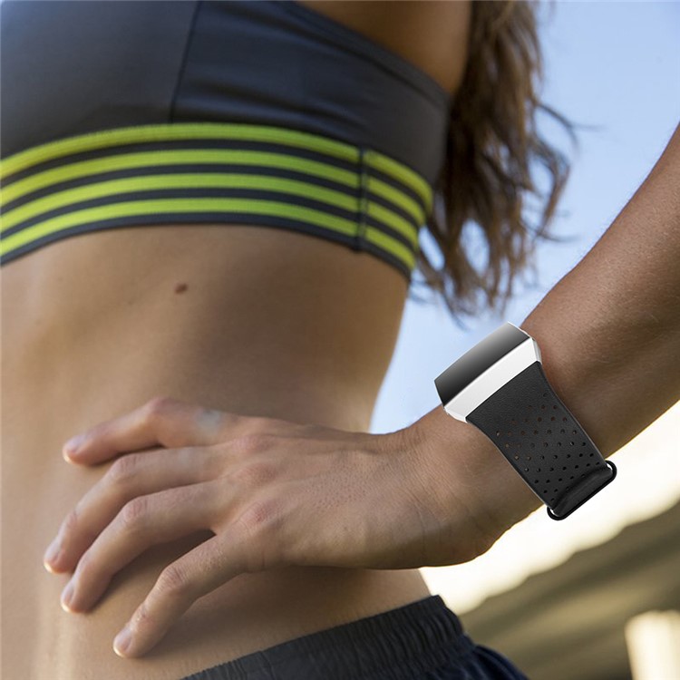Correa De Repuesto De Reloj De Cuero Genuino Para Fitbit Iónico - Negro-5