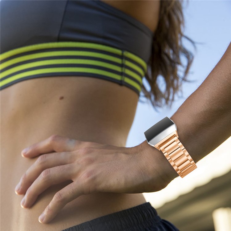 Stainless Steel Bracelet Strap Watch Band Replacement 18mm for Fitbit Ionic - Rose Gold Color-5