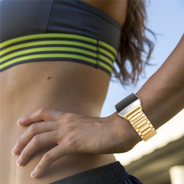 Stainless Steel Metal Link Wrist Band Replacement Strap for Fitbit Ionic - Gold Color-5