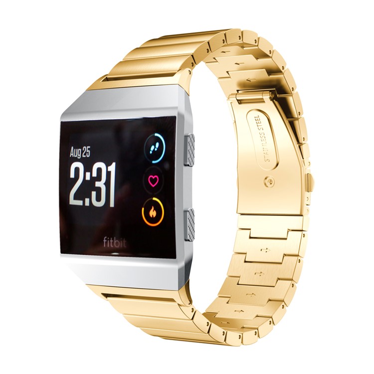 Classic Stainless Steel Watch Wrist Band + Connector for Fitbit Ionic - Gold Color-3